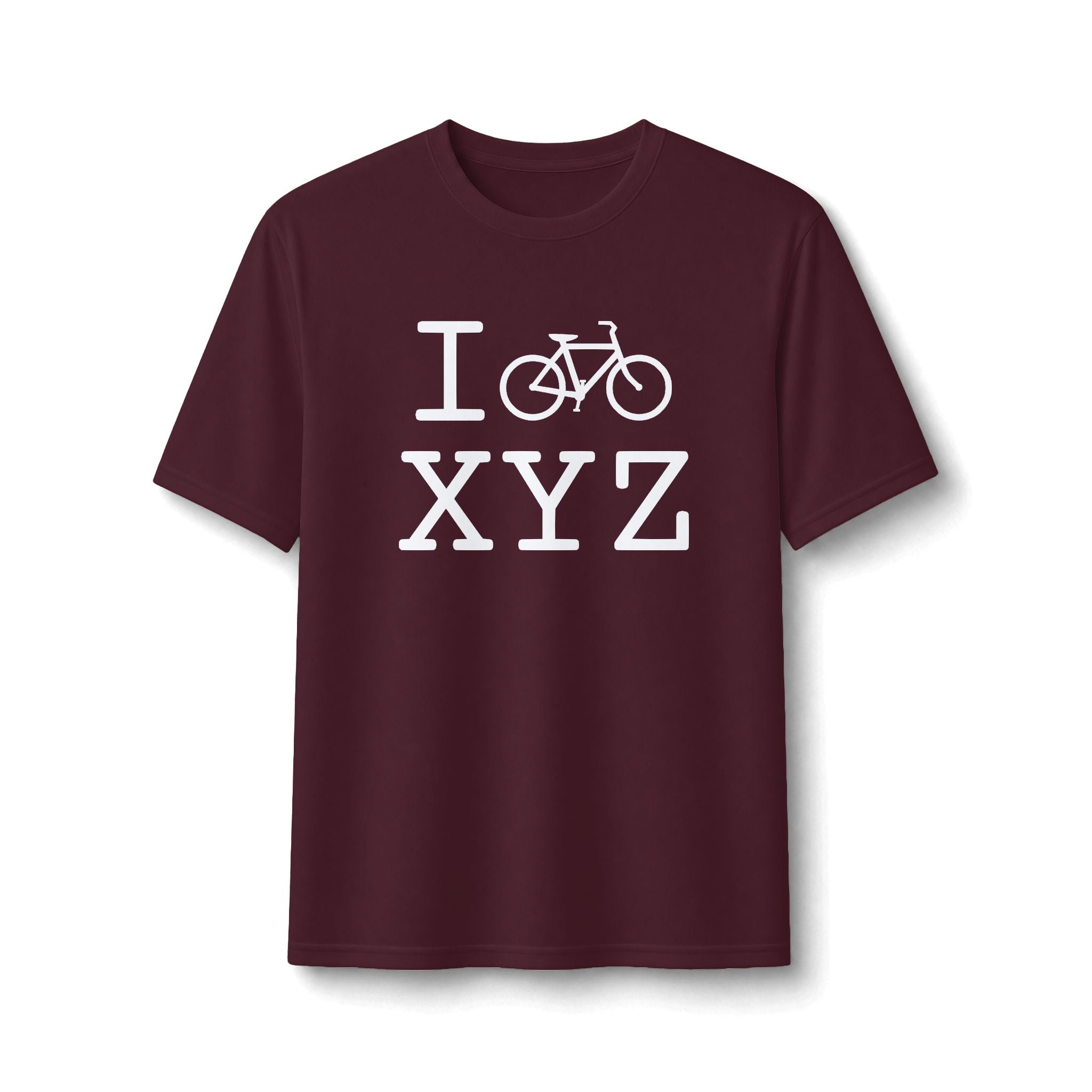 "I Bike ___" athletic T, white bike
