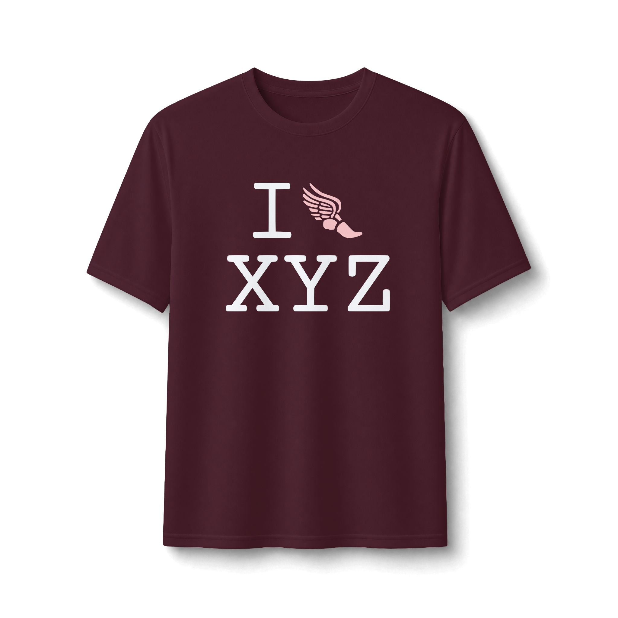 I Run ___ athletic T, pink logo