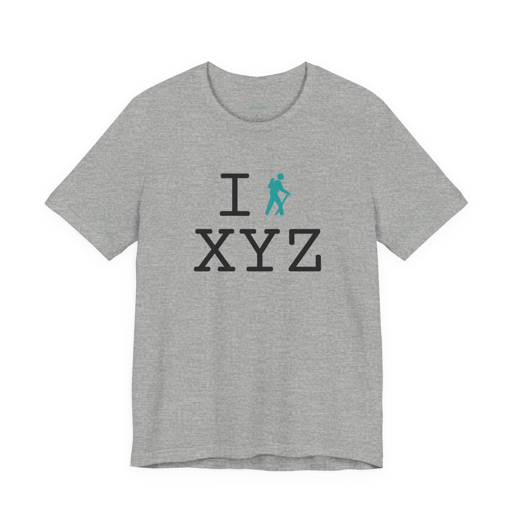 I Hike ___ unisex T, teal hiker