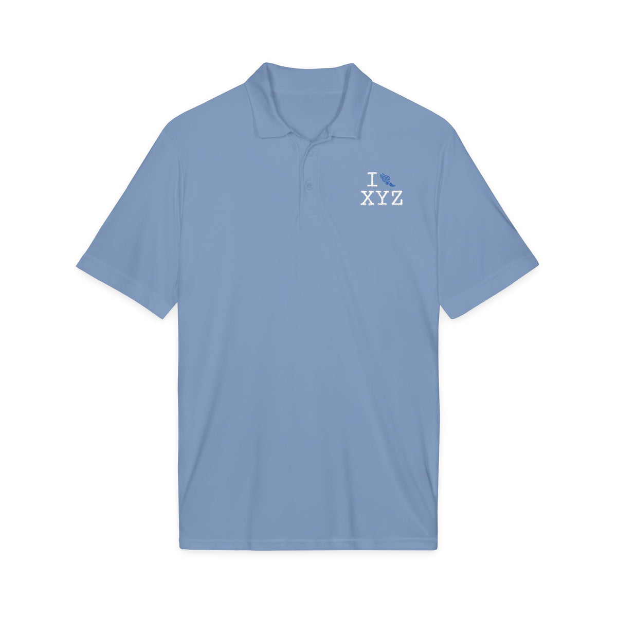 I Run polo, blue logo