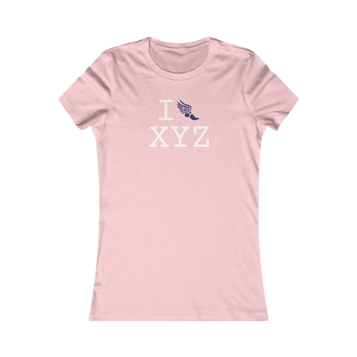 I Run women's T, navy logo