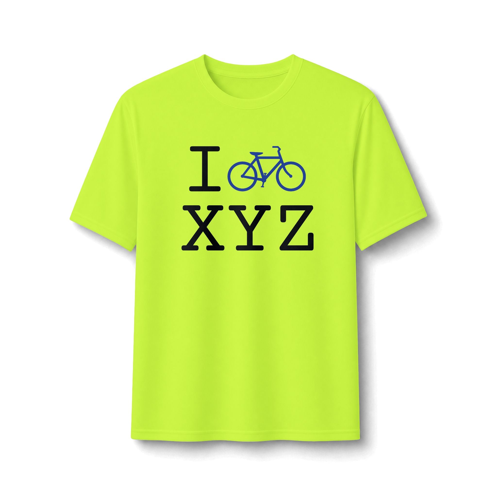 "I Bike ___" athletic T, blue bike