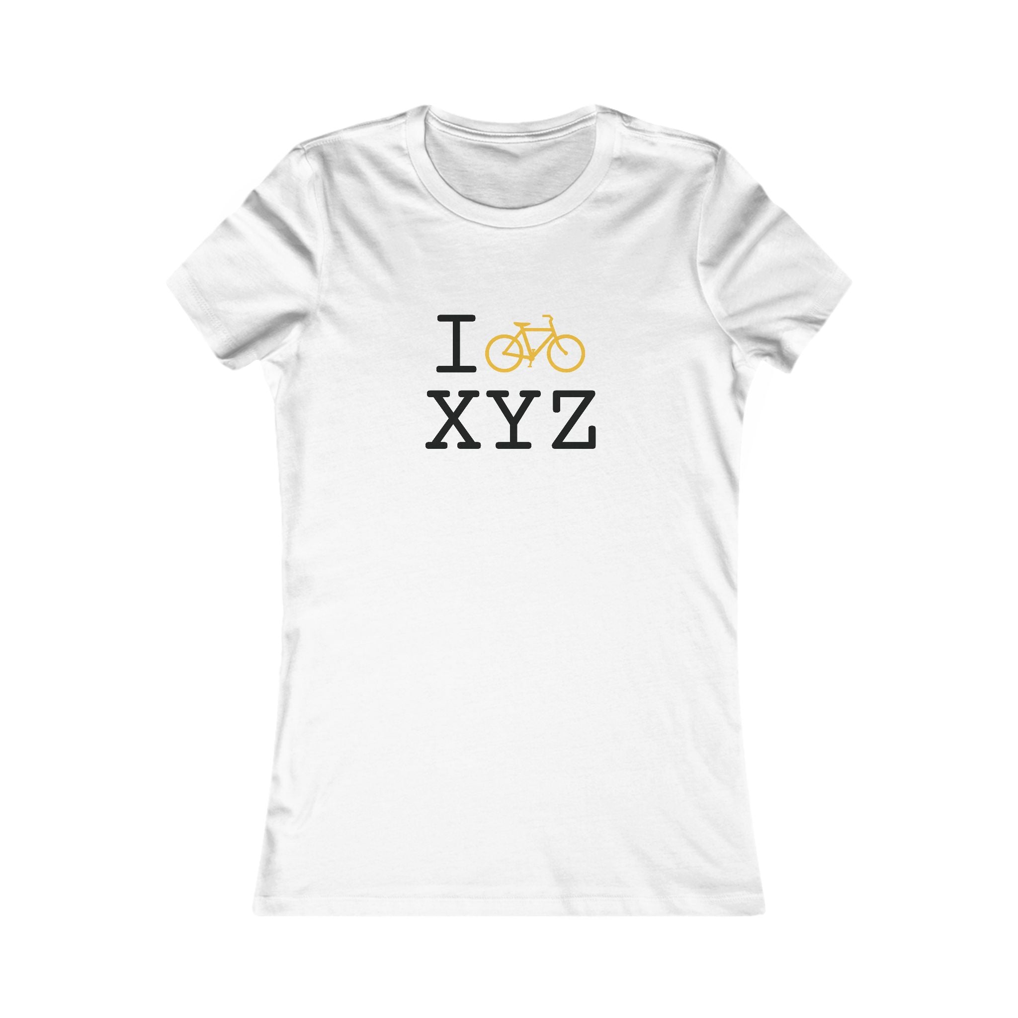 "I Bike ___" women's T, yellow bike