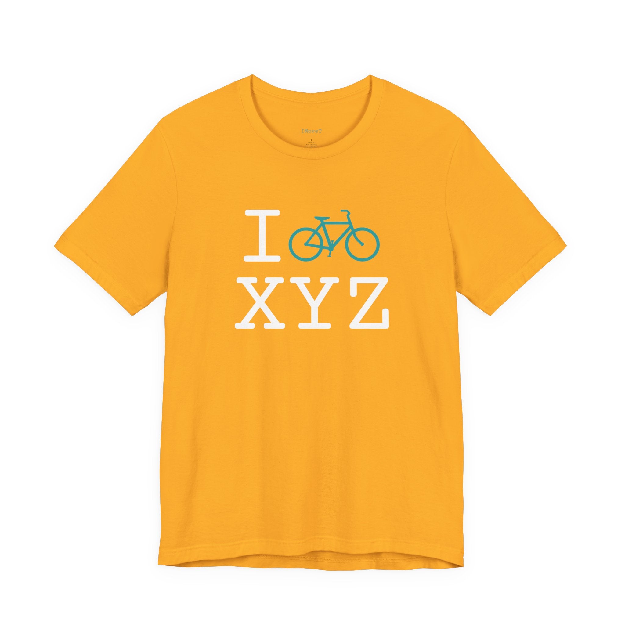 I Bike ___ unisex T, teal bike