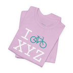 I Bike unisex T, teal bike