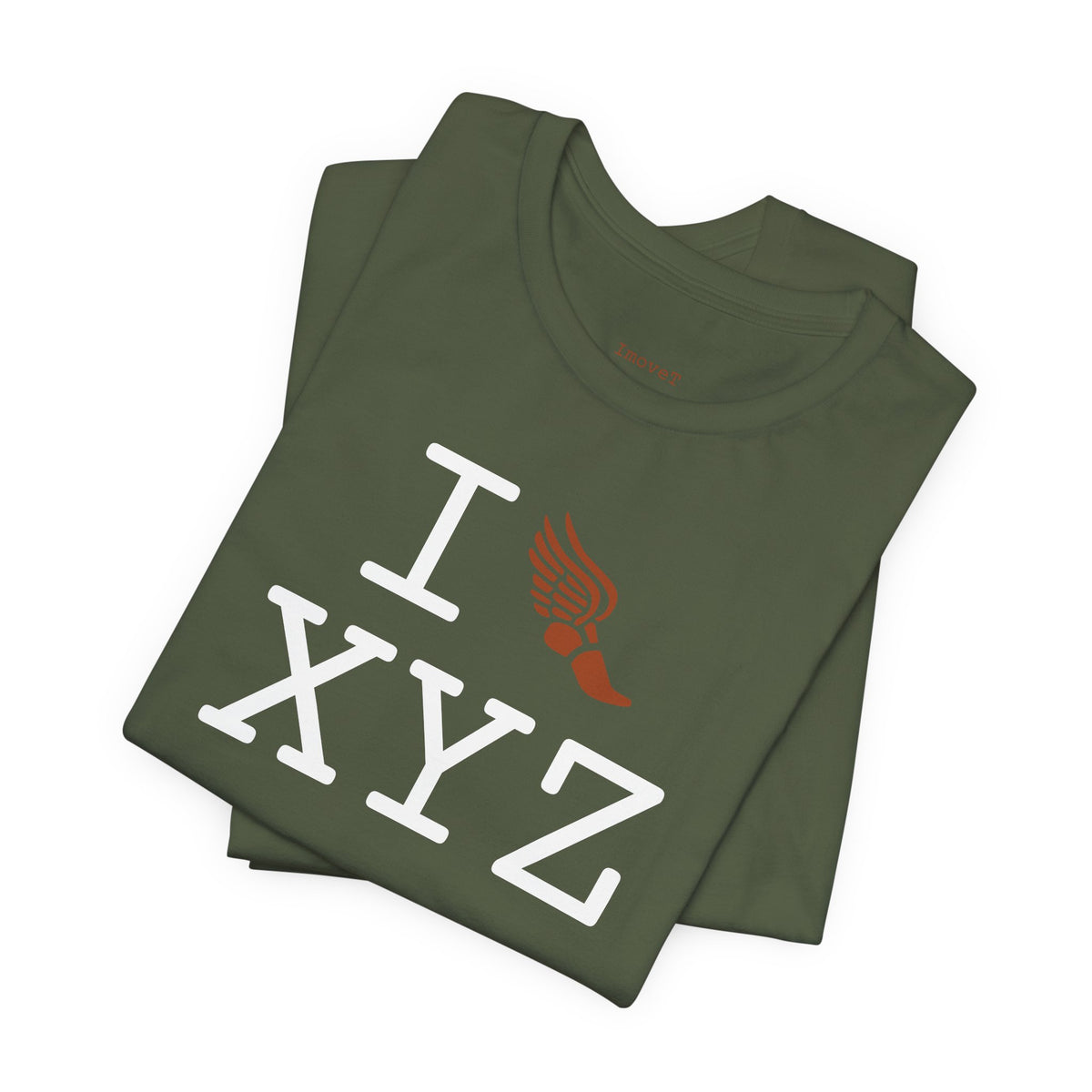 I Run unisex T, dark orange logo