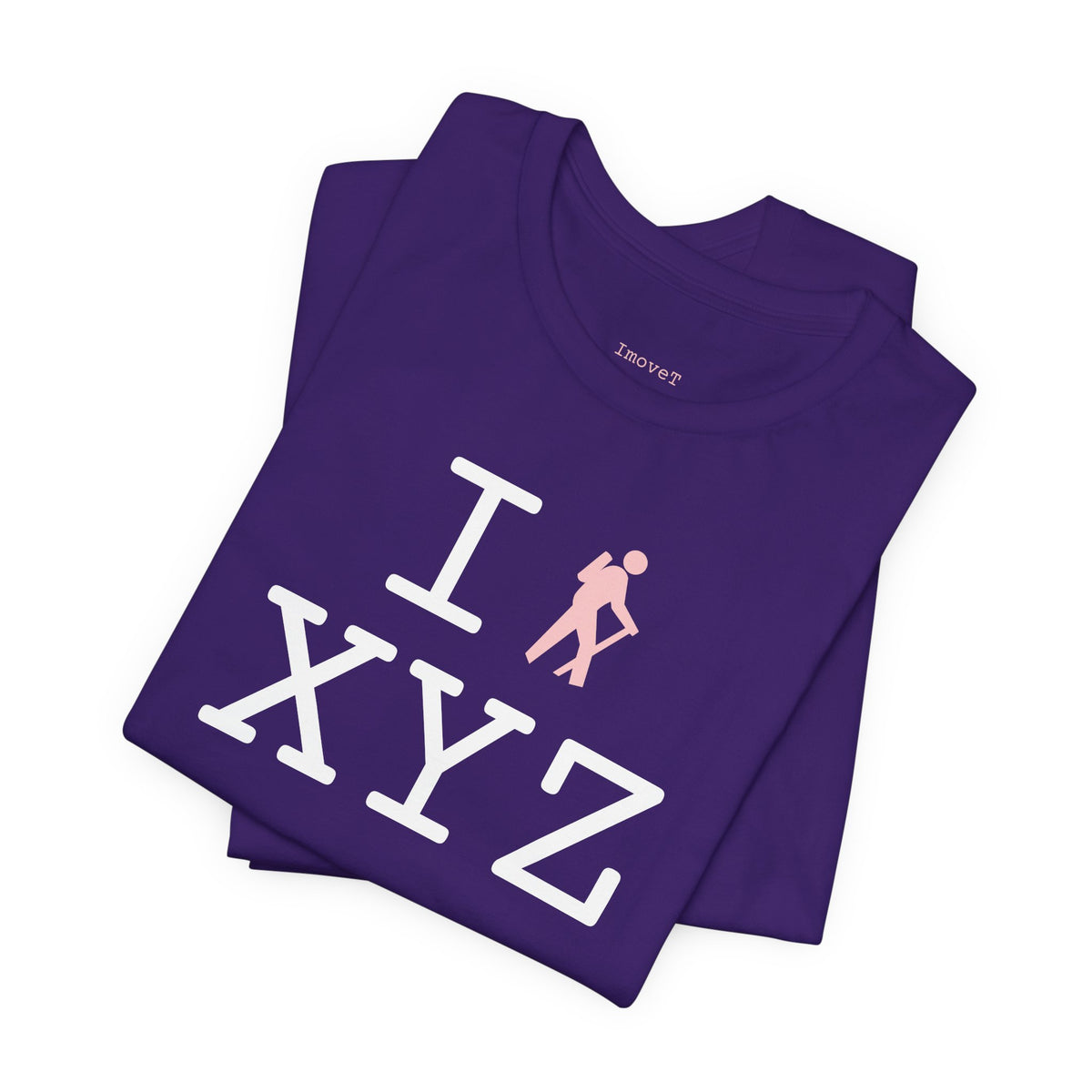 I Hike unisex T, pink hiker