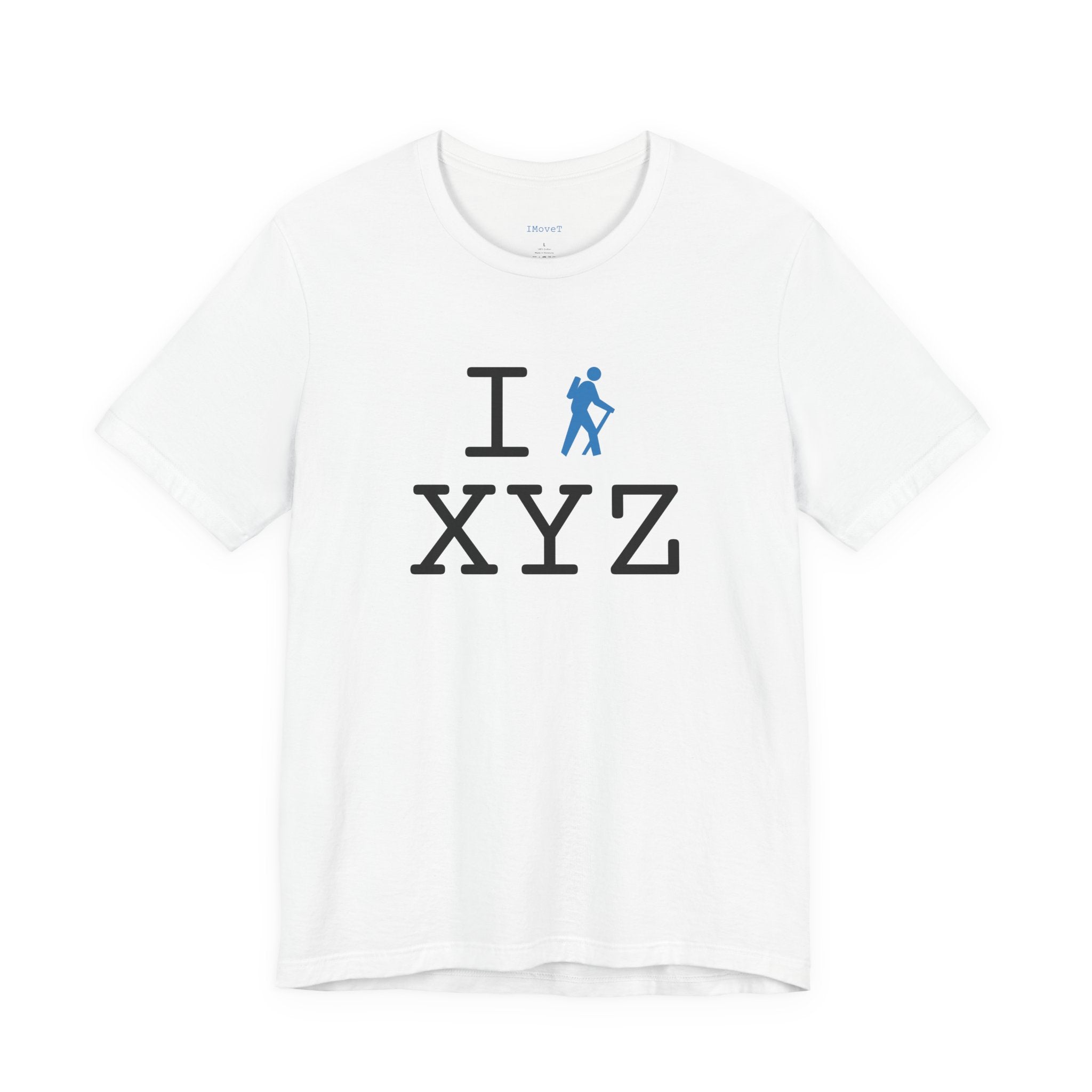 I Hike ___ unisex T, light blue hiker
