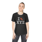 I Run women's athletic T, orange logo