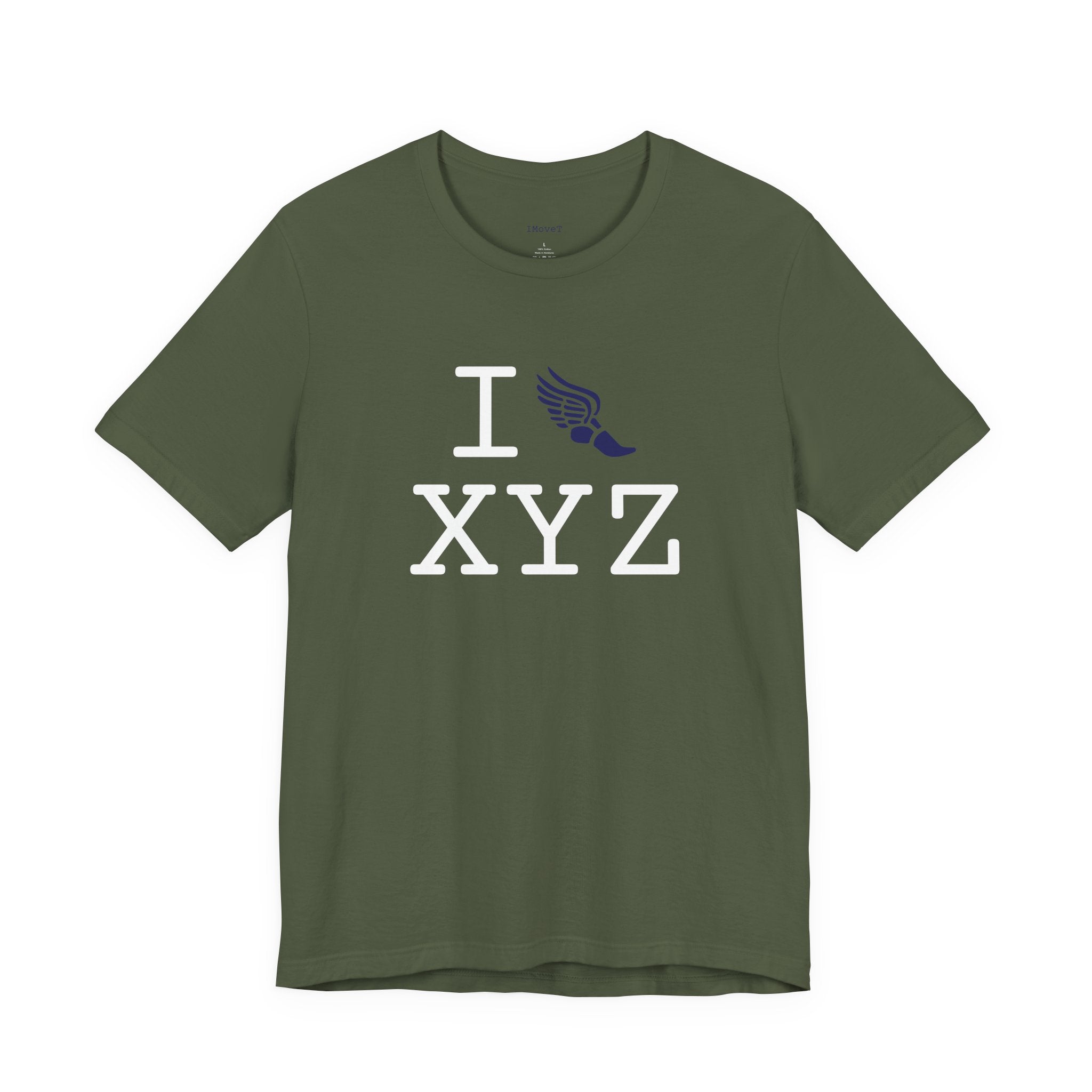 I Run ___ unisex T, navy logo