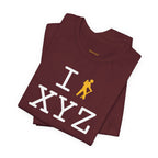 I Hike unisex T, yellow hiker