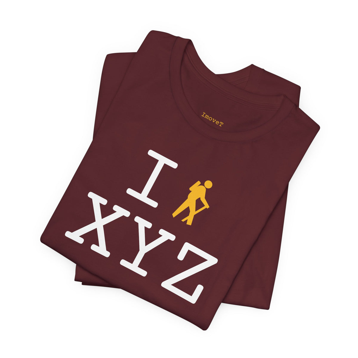 I Hike unisex T, yellow hiker