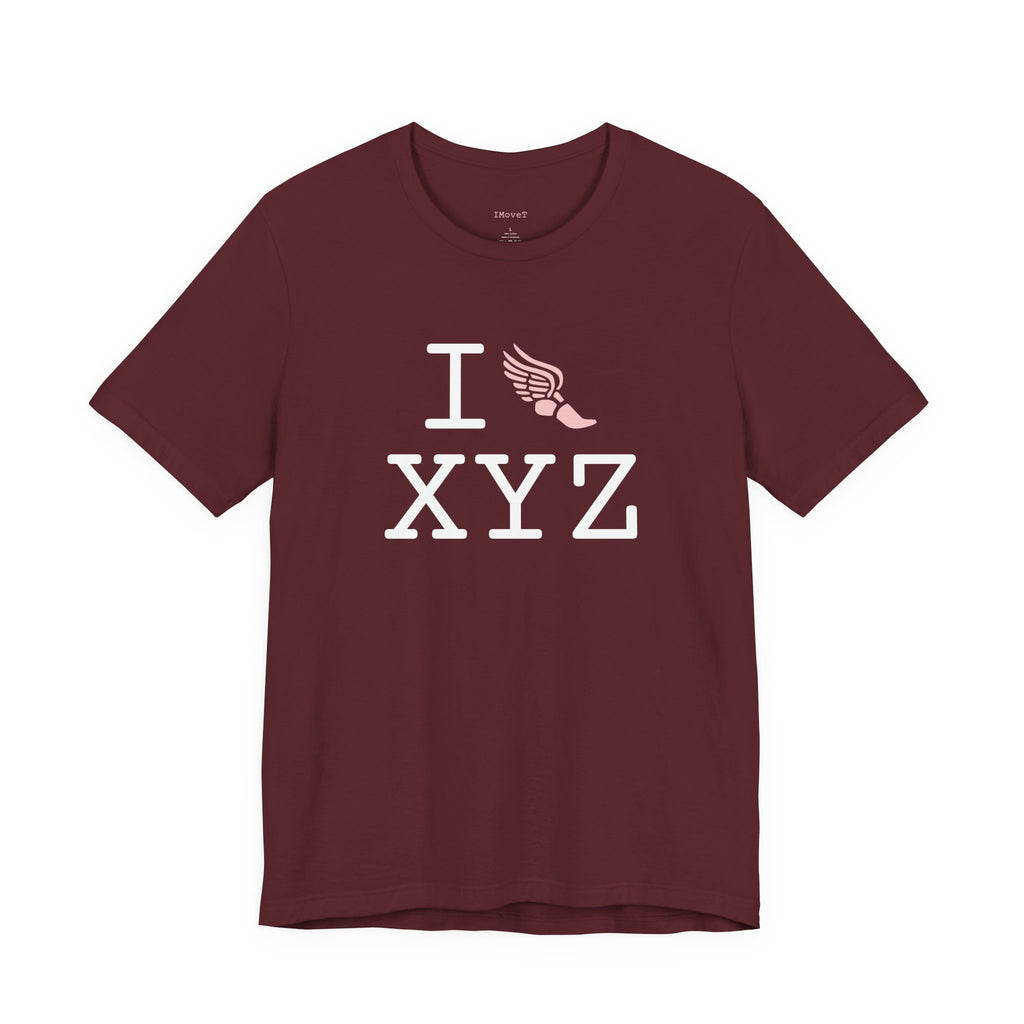 I Run ___ unisex T, pink logo