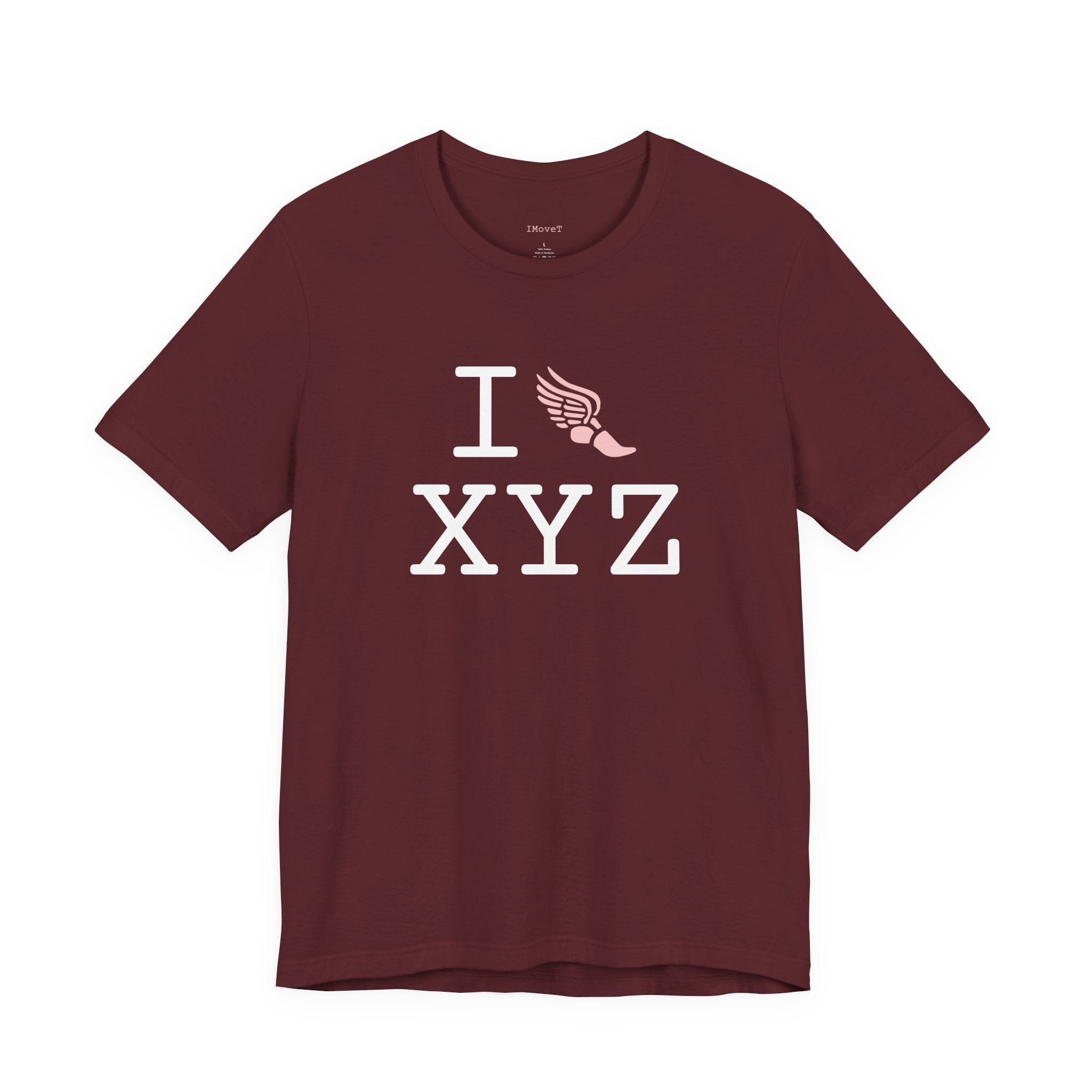 I Run ___ unisex T, pink logo