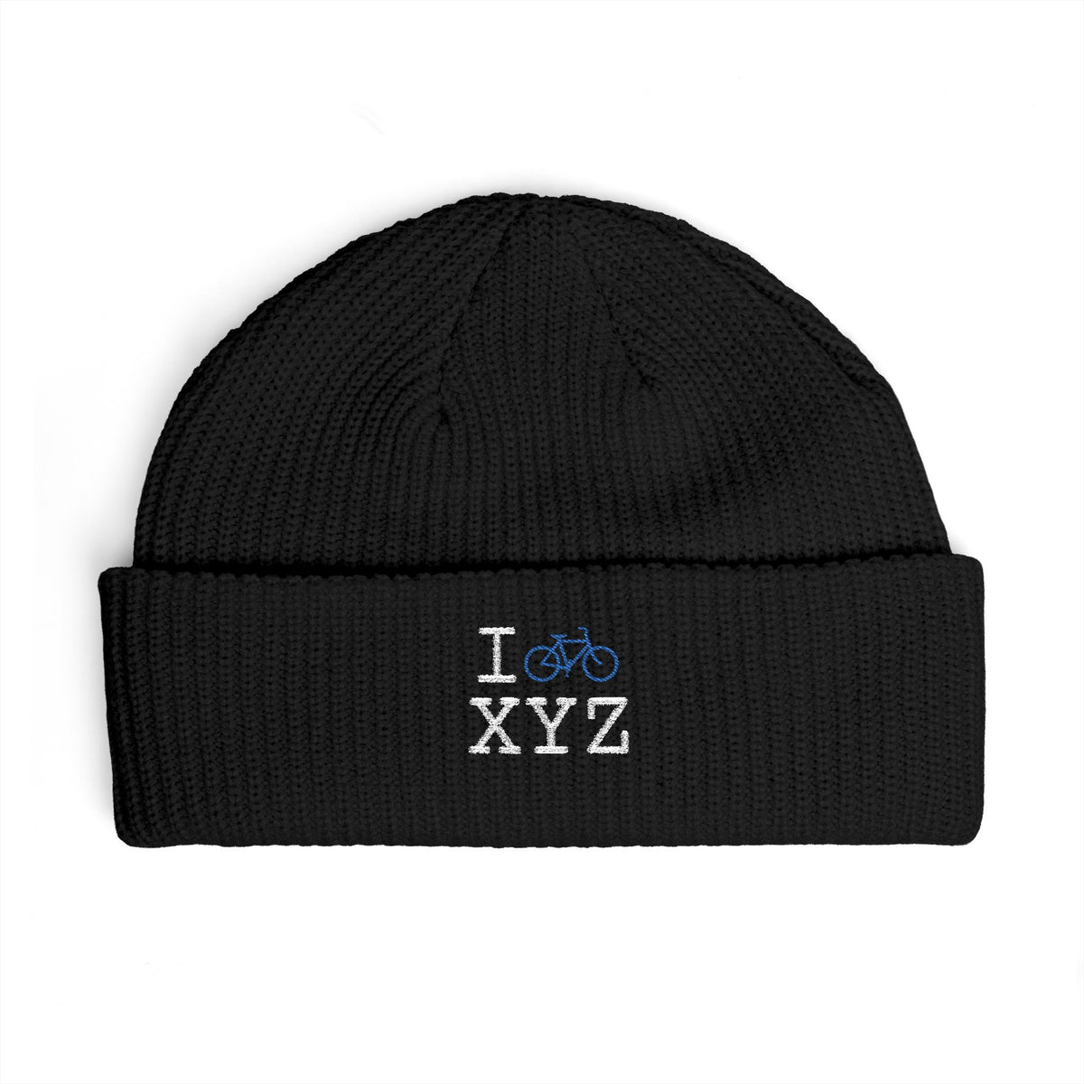 I Bike beanie, blue bike