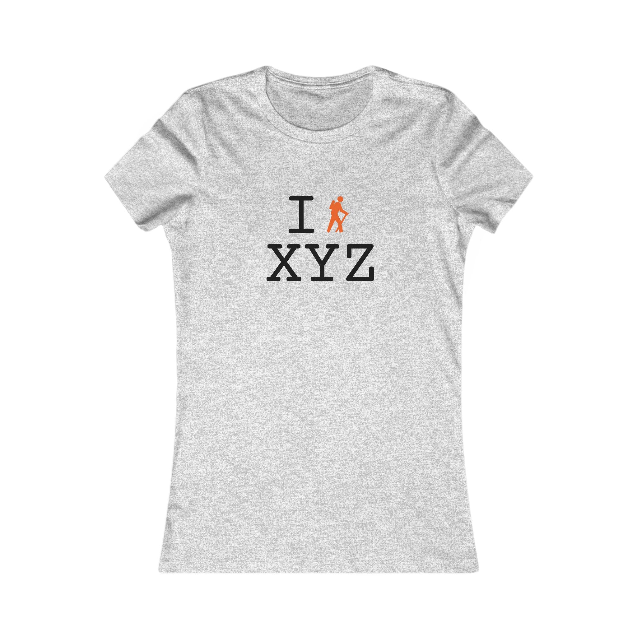 "I Hike ___" women's T, orange hiker