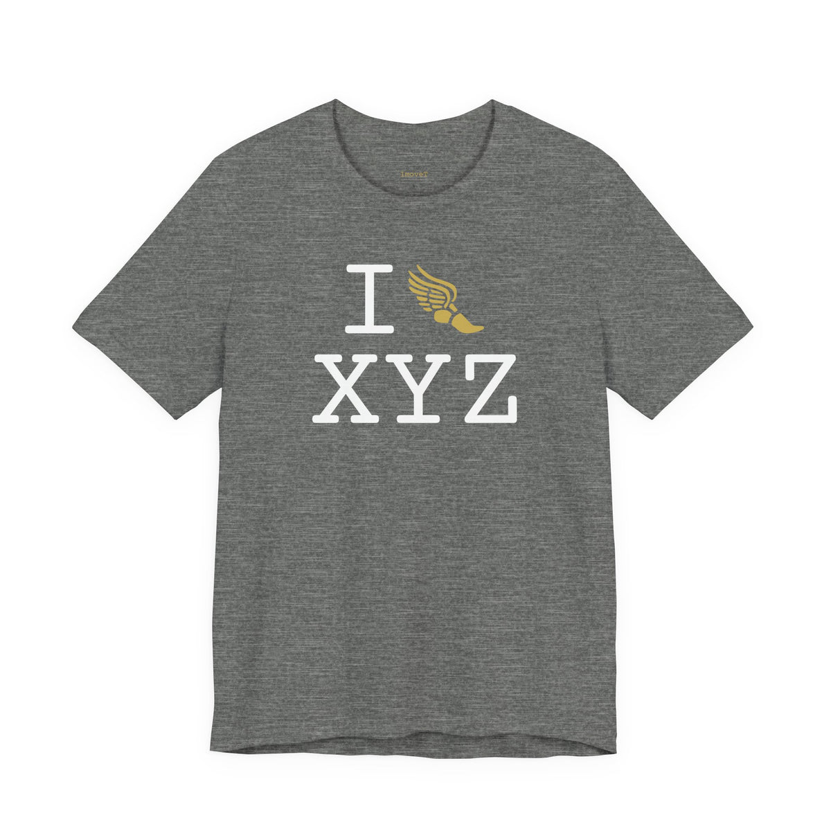 I Run unisex T, gold logo