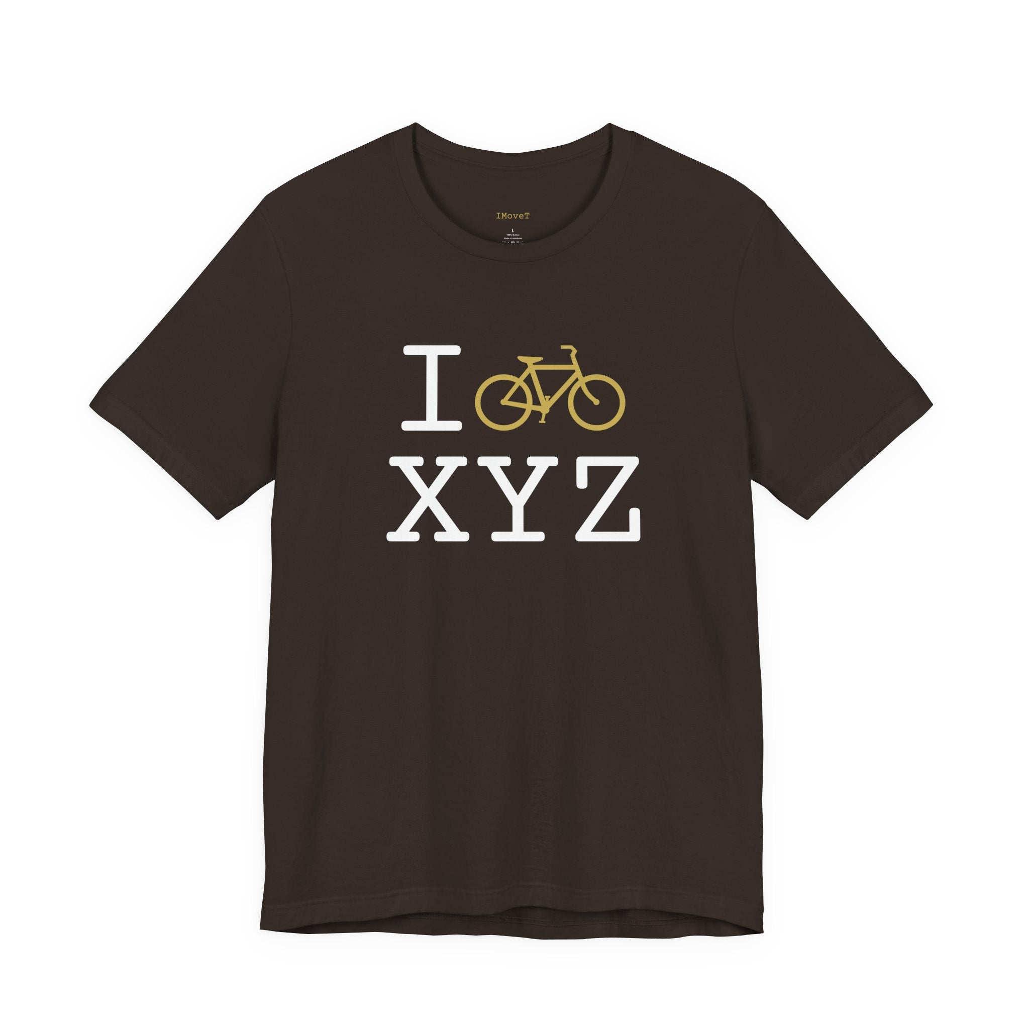 I Bike ___ unisex T, gold bike
