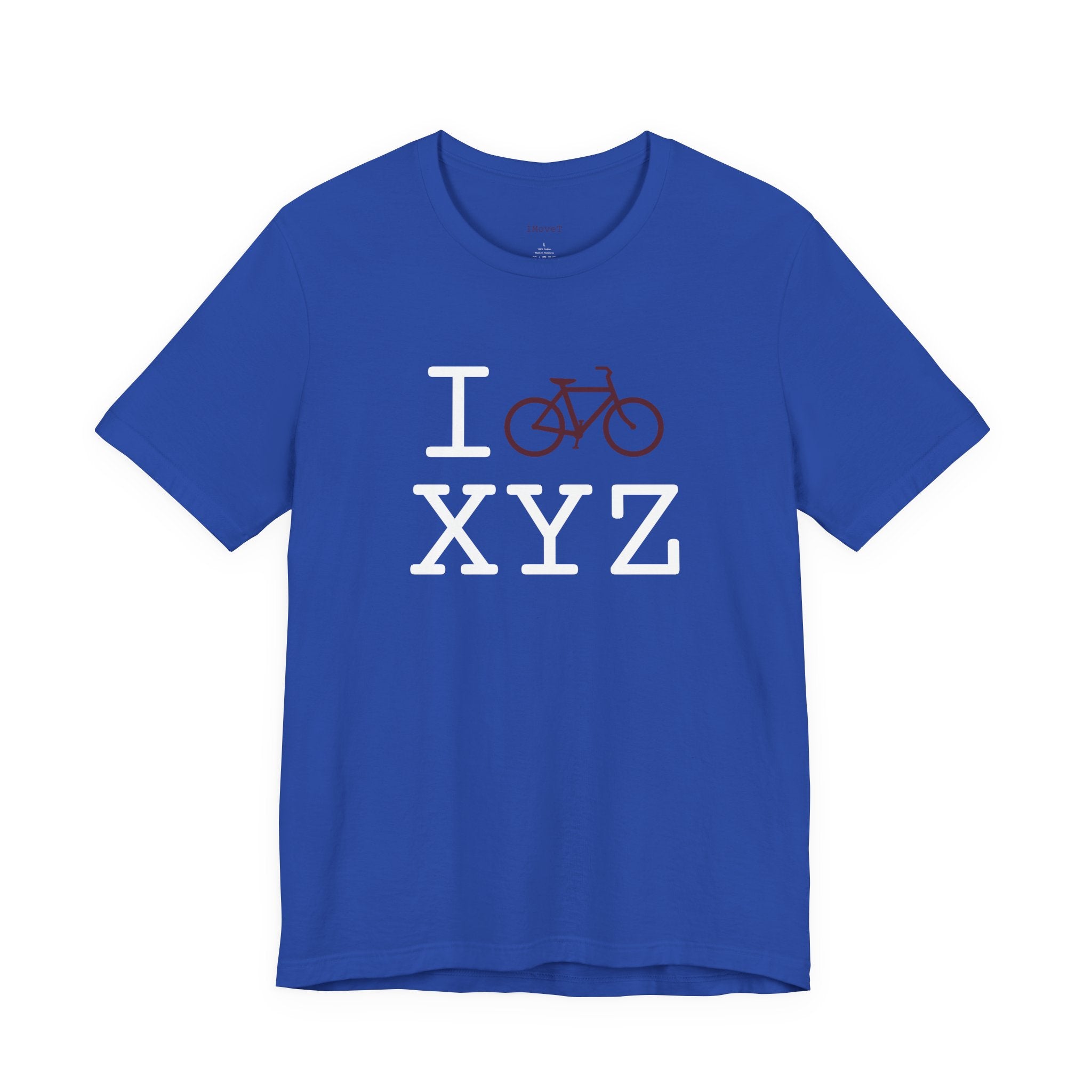 I Bike ___ unisex T, maroon bike
