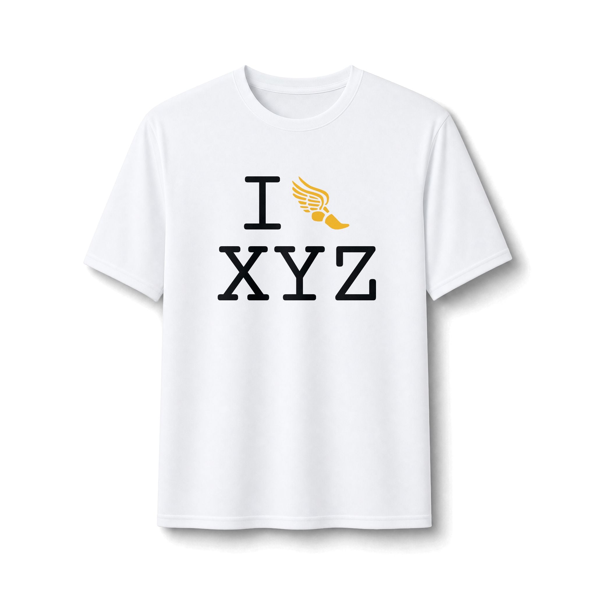 I Run ___ athletic T, yellow logo