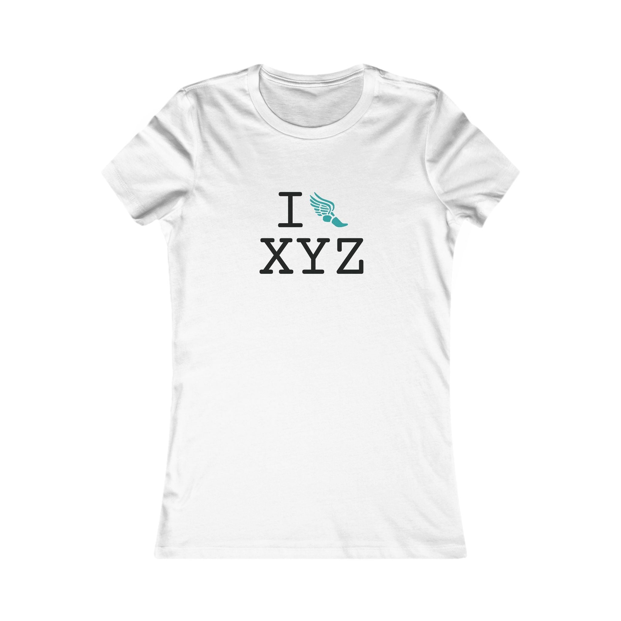 I Run ___ women's T, teal logo