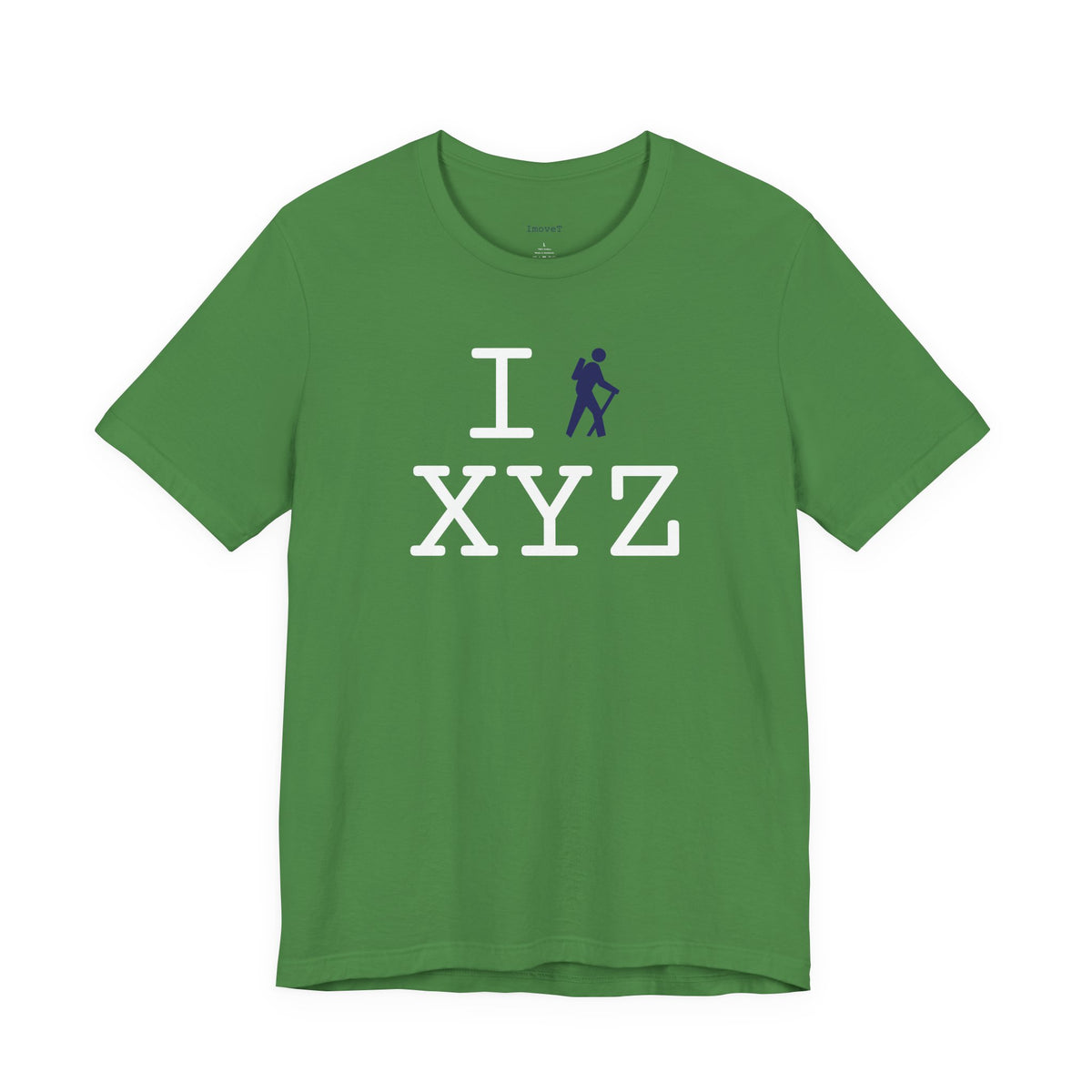 I Hike unisex T, navy hiker