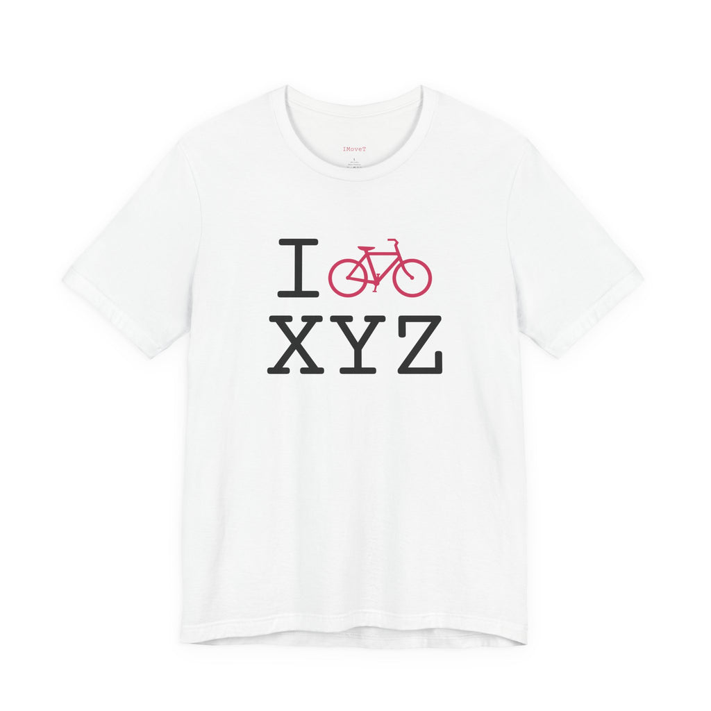 I Bike ___ unisex T, hot pink bike