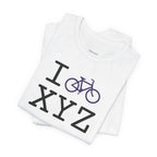 I Bike unisex T, purple bike