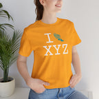 I Run unisex T, teal logo