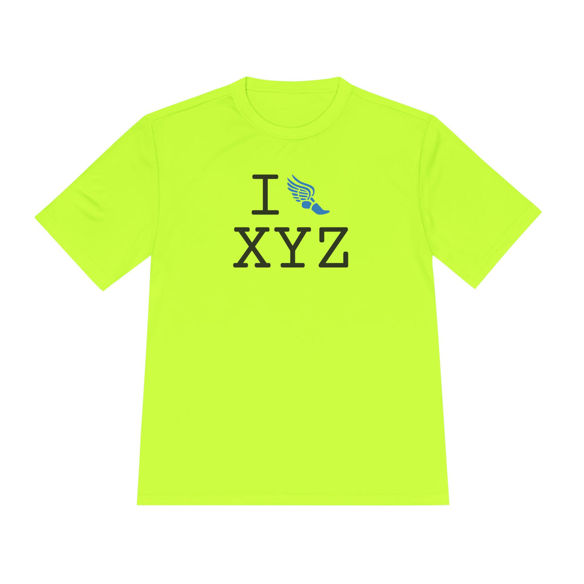 I Run athletic T, light blue logo