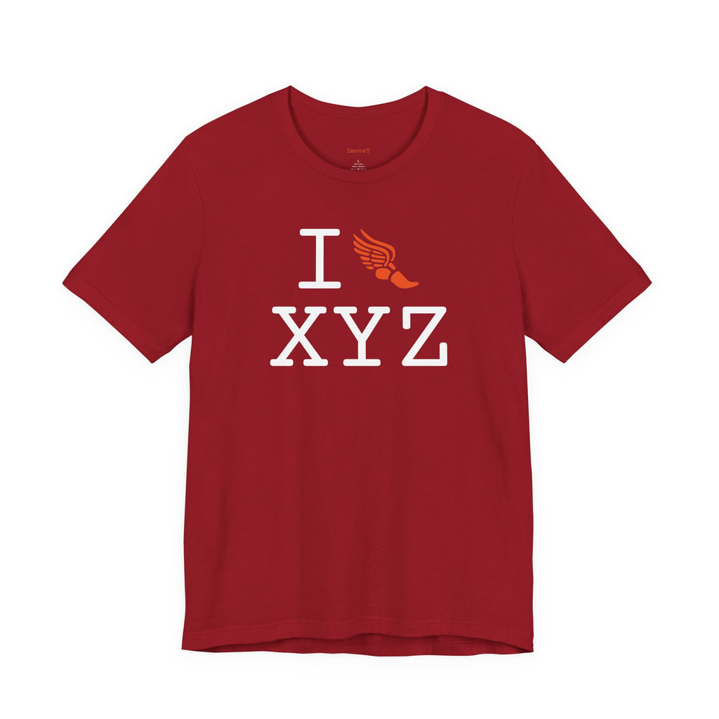 I Run unisex T, orange logo