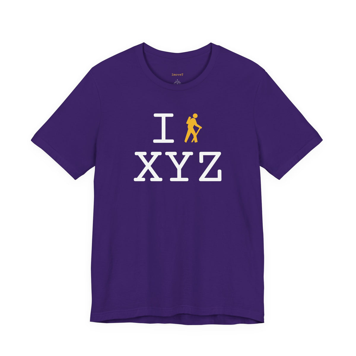 I Hike unisex T, yellow hiker