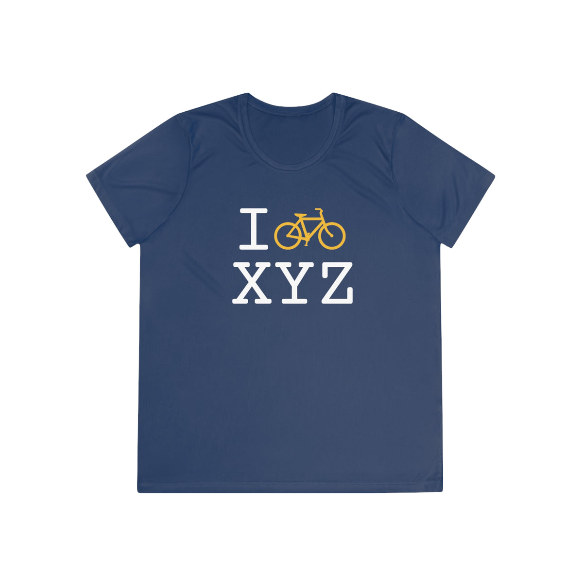 I Bike women's athletic T, yellow bike