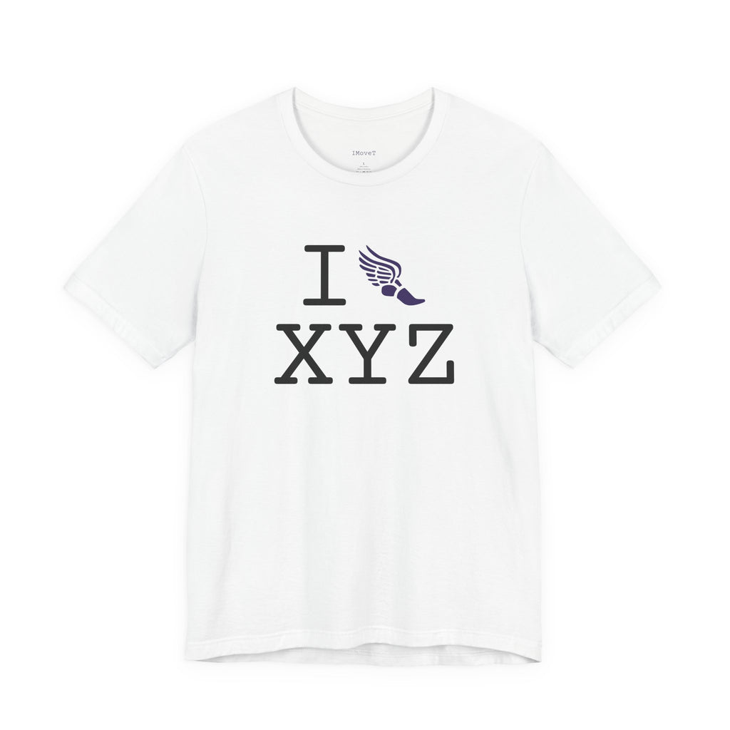 I Run ___ unisex T, purple logo