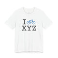I Bike ___ unisex T, light blue bike