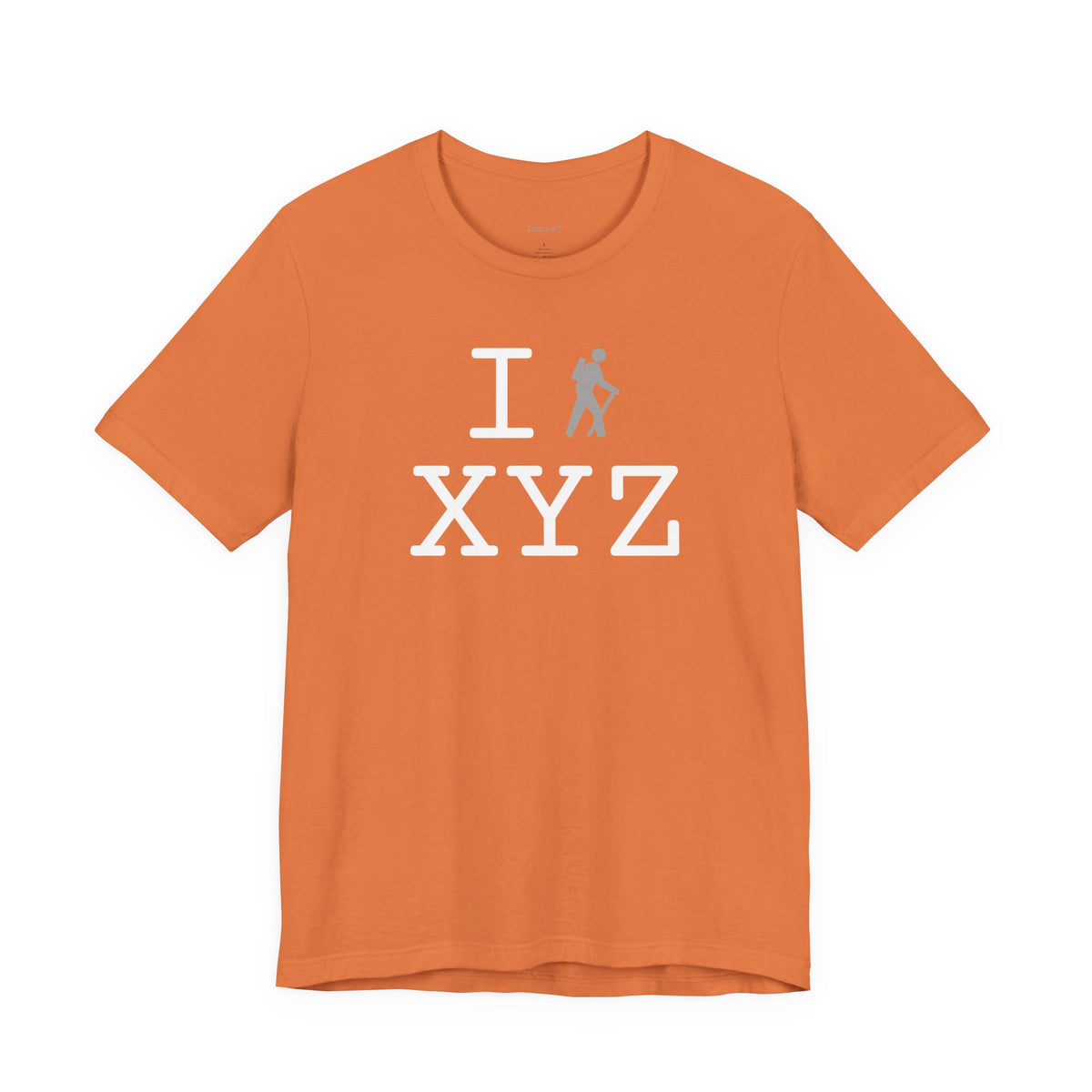 I Hike unisex T, grey hiker