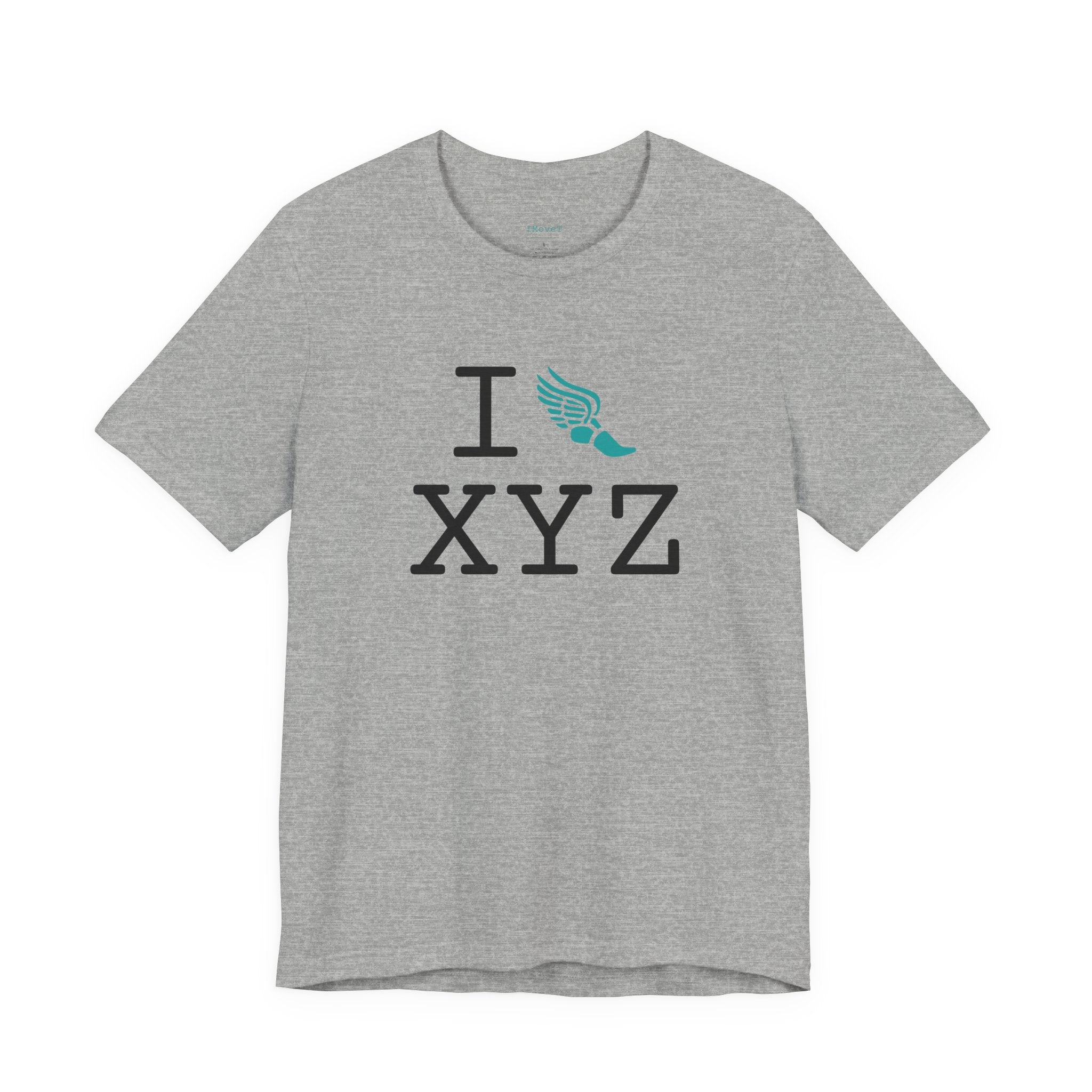 I Run ___ unisex T, teal logo