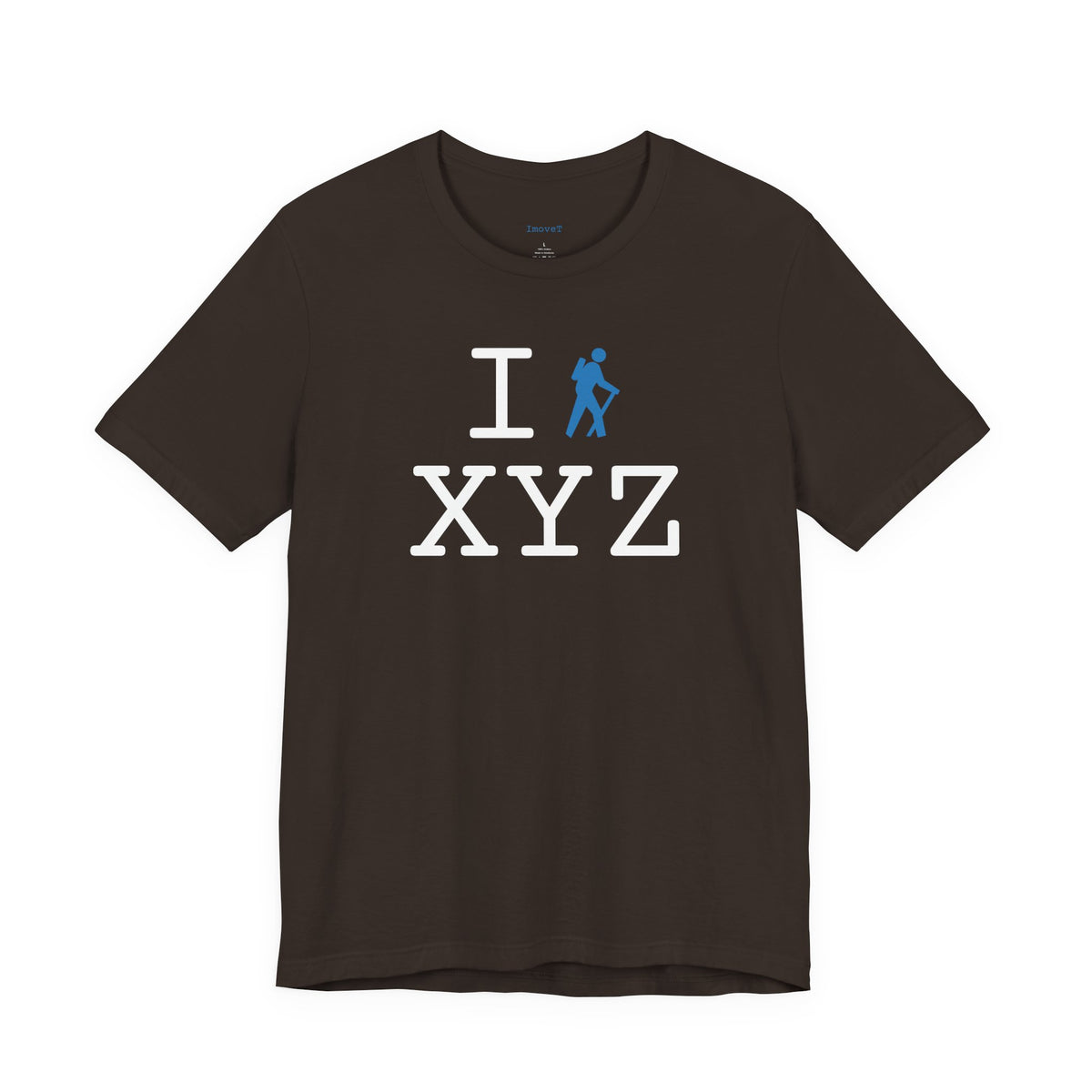 I Hike unisex T, light blue hiker
