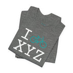 I Bike unisex T, teal bike