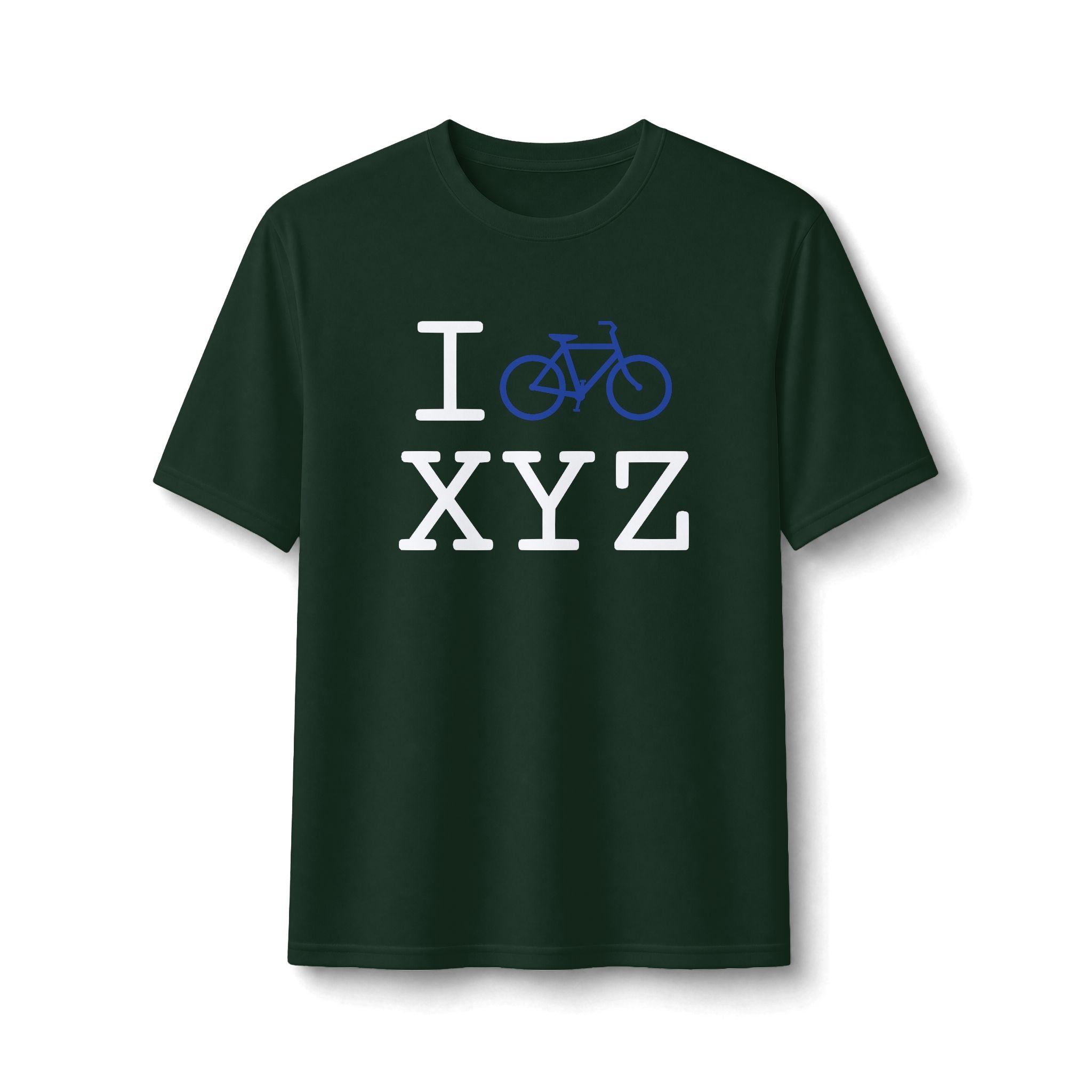 "I Bike ___" athletic T, blue bike