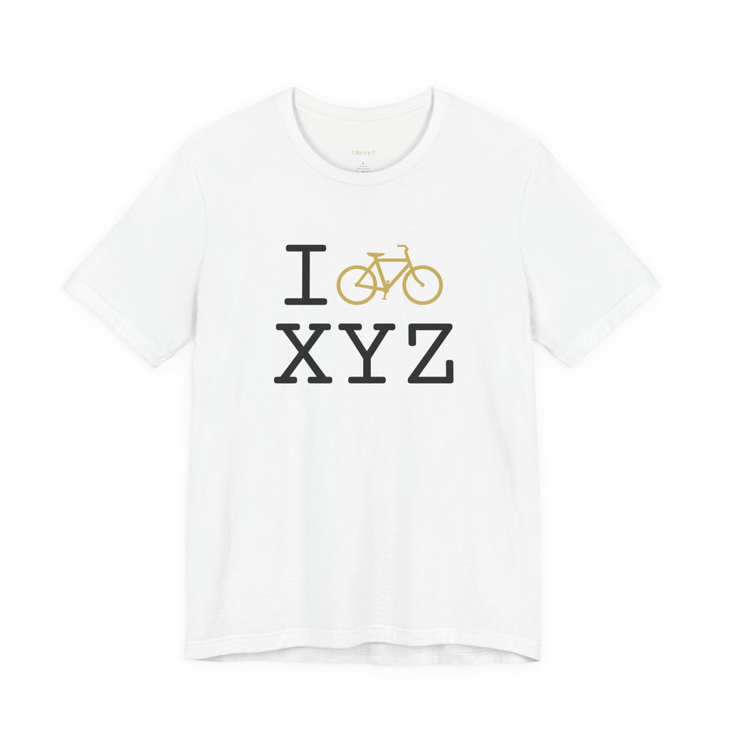 I Bike ___ unisex T, gold bike