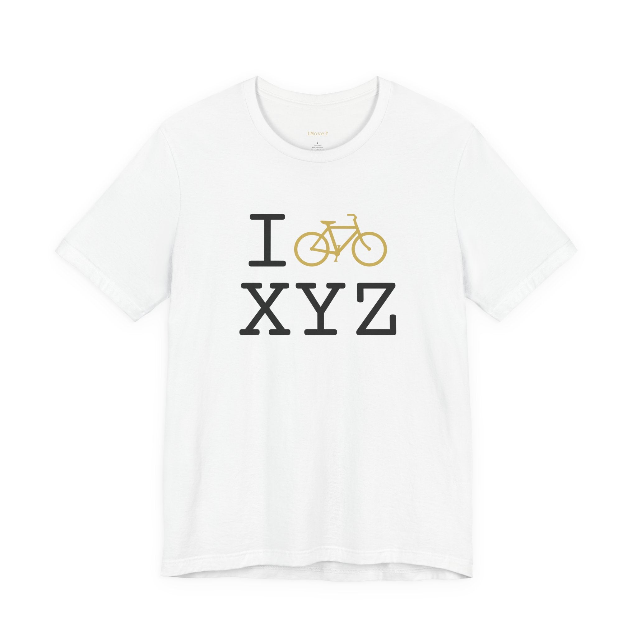 I Bike ___ unisex T, gold bike