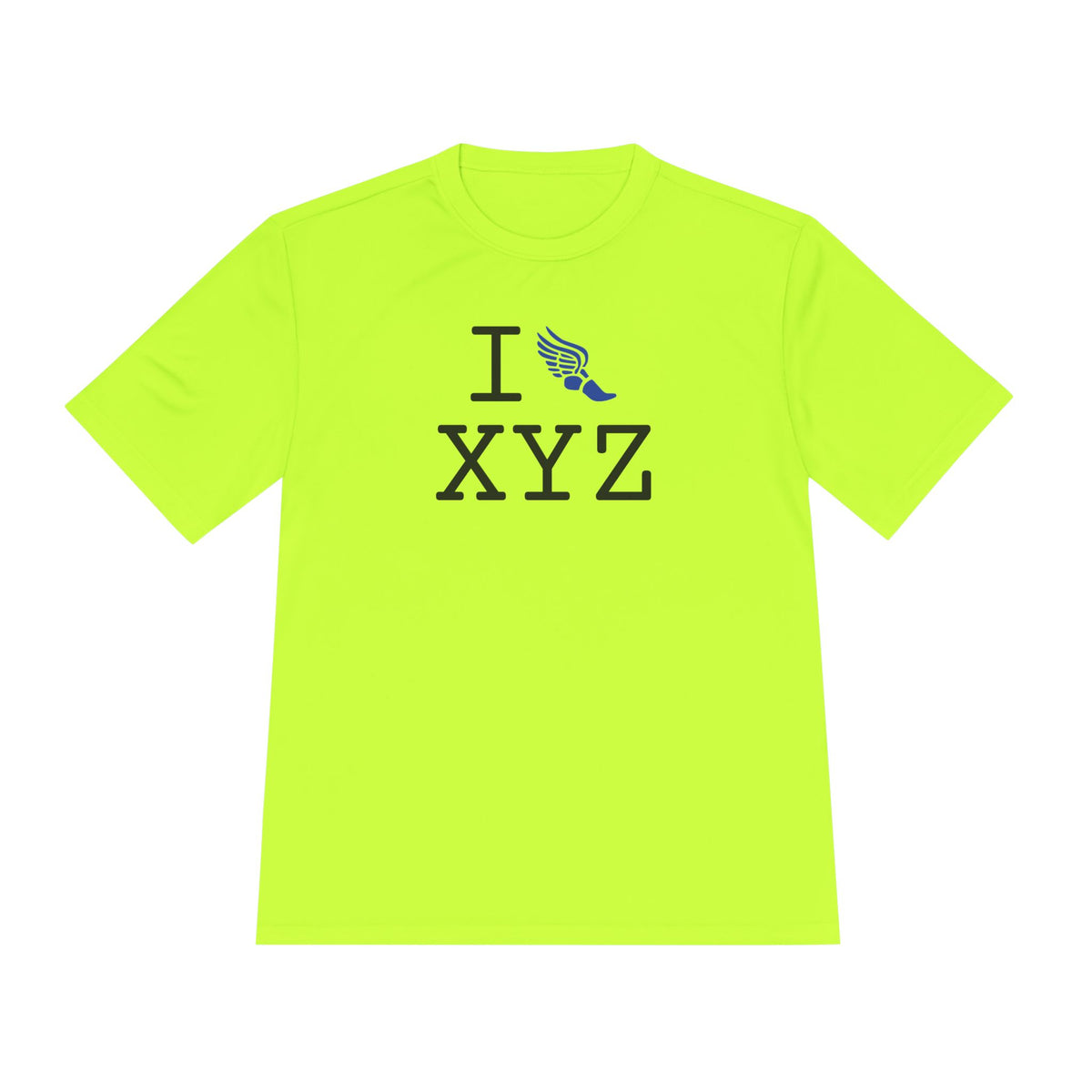 I Run athletic T, blue logo