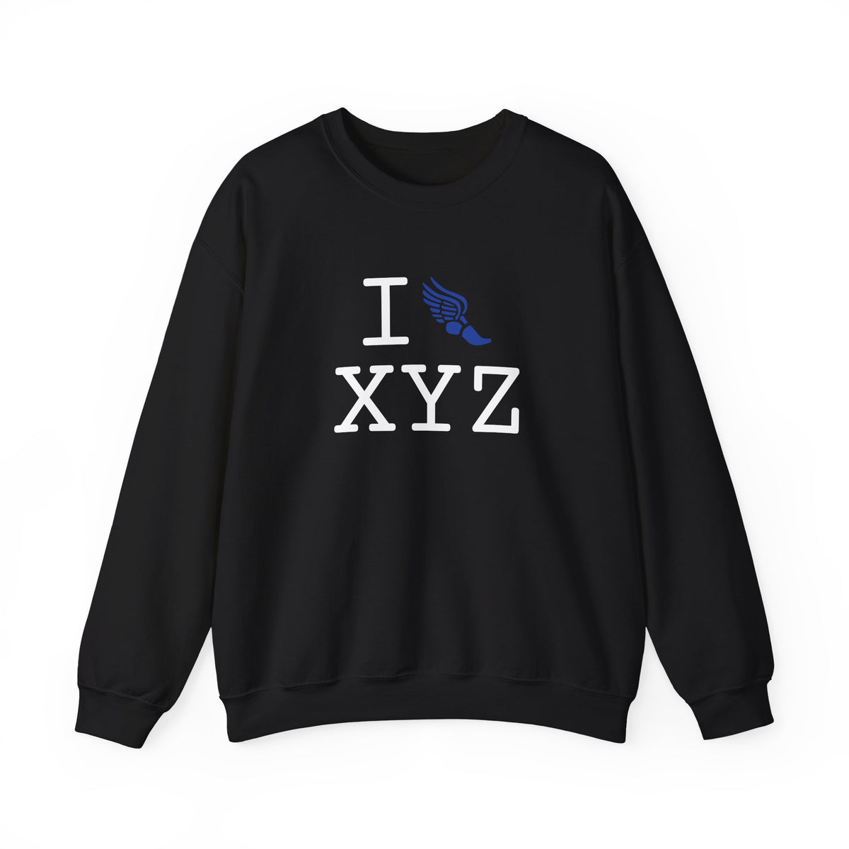 I Run sweatshirt, blue logo