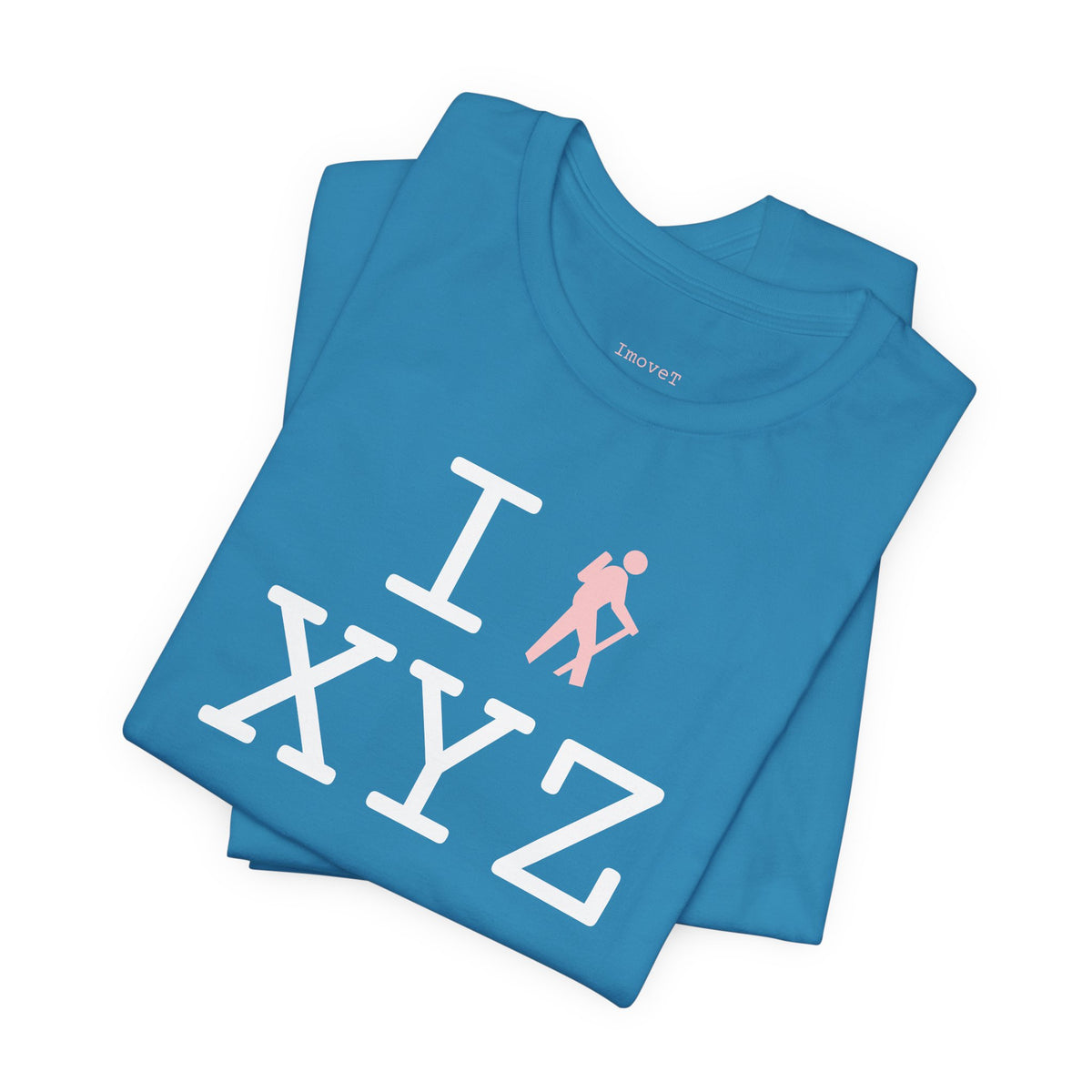 I Hike unisex T, pink hiker
