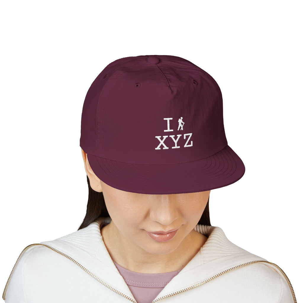 I Hike athletic hat, white hiker