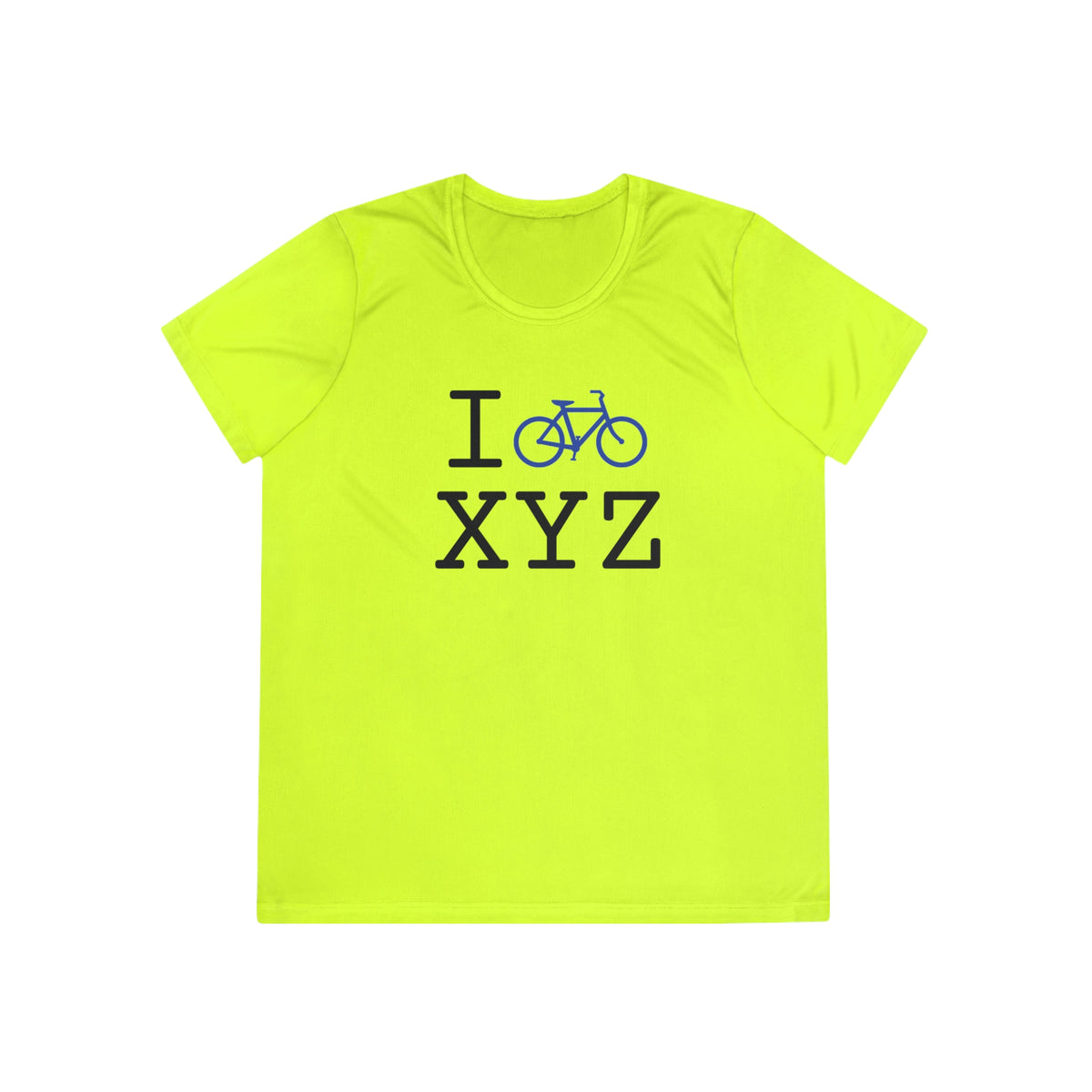 I Bike women's athletic T, blue bike