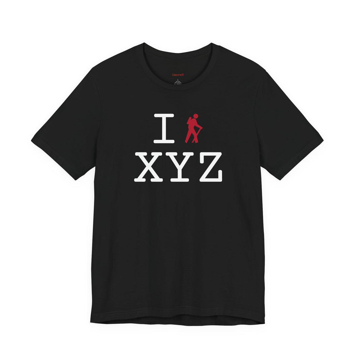 I Hike unisex T, red hiker