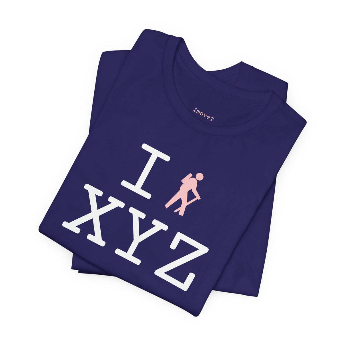 I Hike unisex T, pink hiker