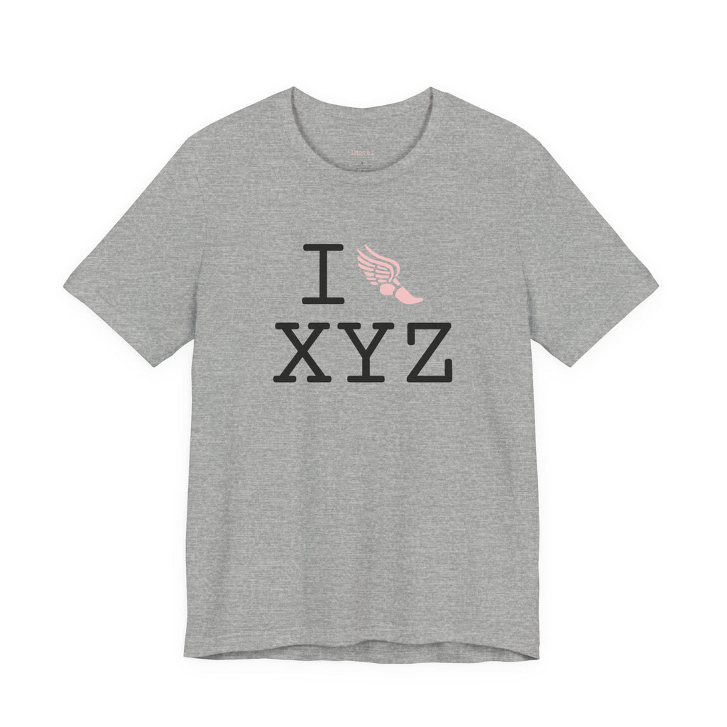 I Run ___ unisex T, pink logo